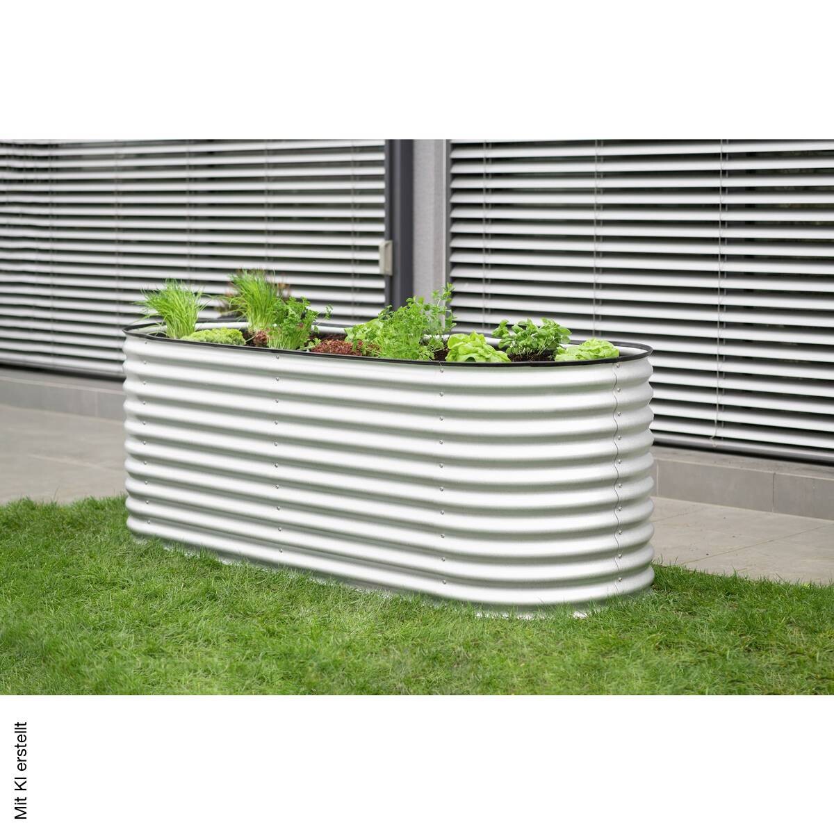 Westmann Hochbeet Oval silber Metall B/H/L: ca. 80x82x240 cm