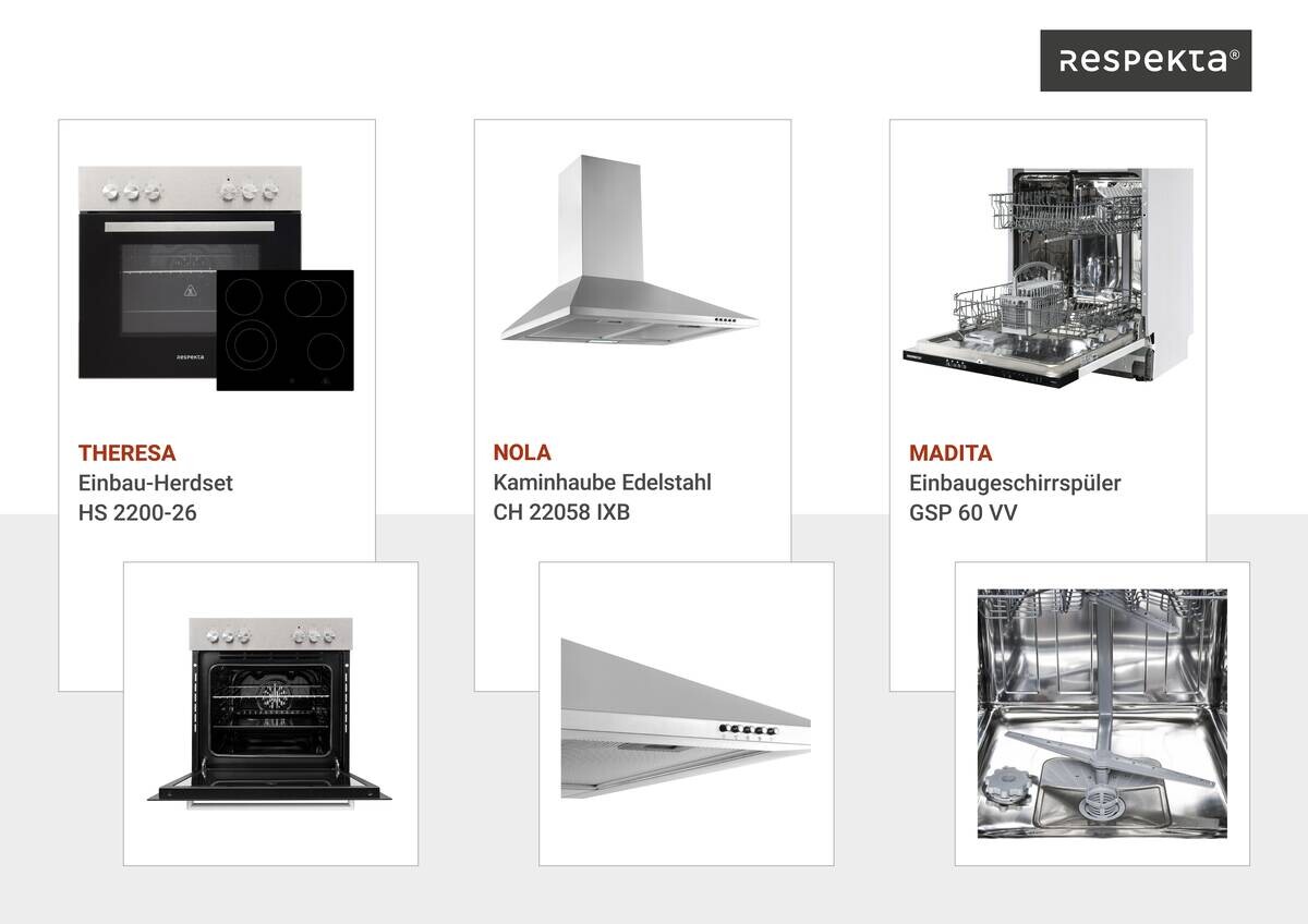 Respekta Winkelküche Anton weiß Lärche Nachbildung B/H/T: ca. 310x211x172 cm