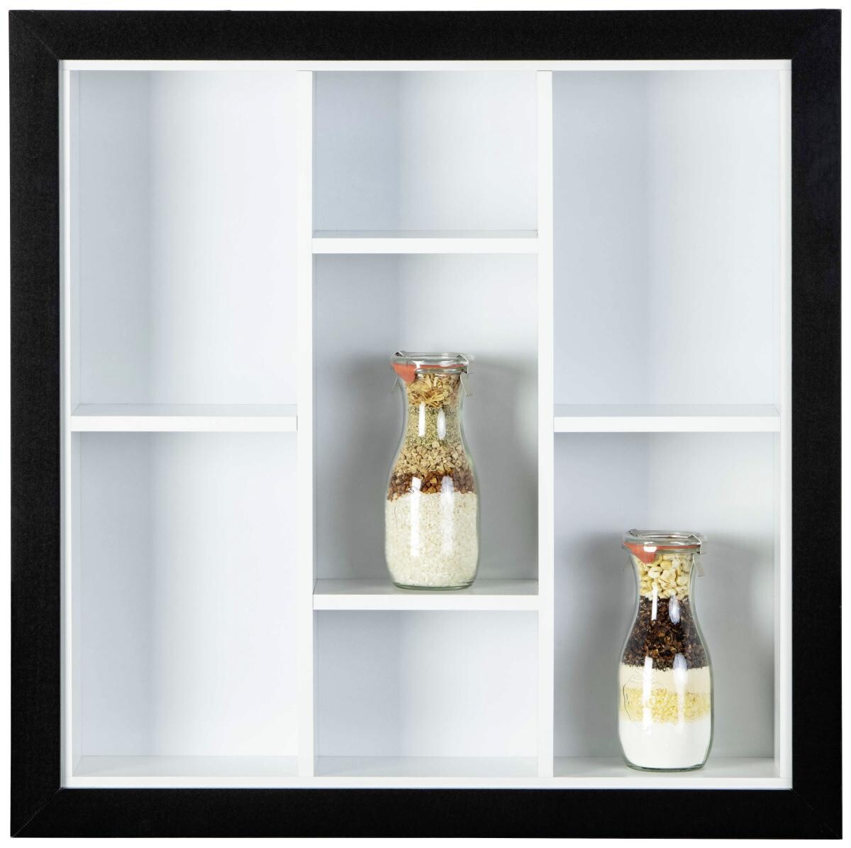 Vitrine Septem schwarz weiß B/H/T: ca. 66,5x66,5x13,7 cm