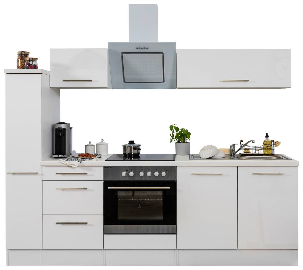 Respekta Küchenblock Amanda weiß Hochglanz B/H/T: ca. 240x200x60 cm