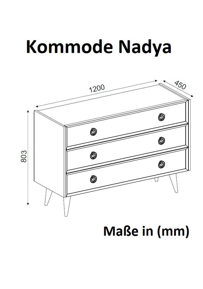 Kommode Nadya weiß walnuss Nachbildung B/H/T: ca. 120,4x80,3x36 cm