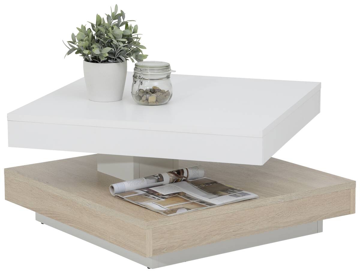 Hela Couchtisch ANDY weiß Eiche Sonoma Holzwerkstoff Holzwerkstoff B/H/T: ca. 67x35x67 cm