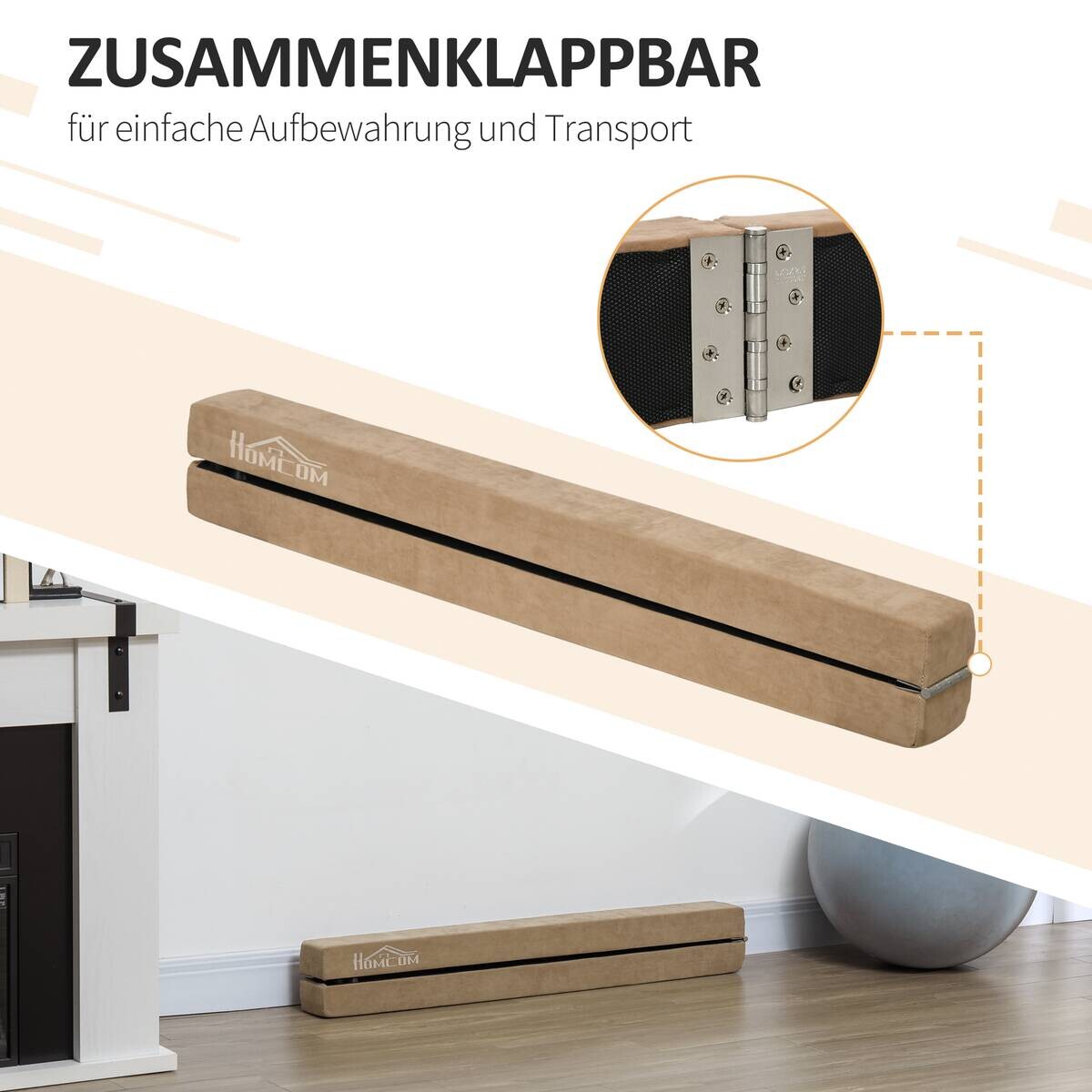 HOMCOM Schwebebalken braun Polyester B/H/L: ca. 10x6,5x210 cm