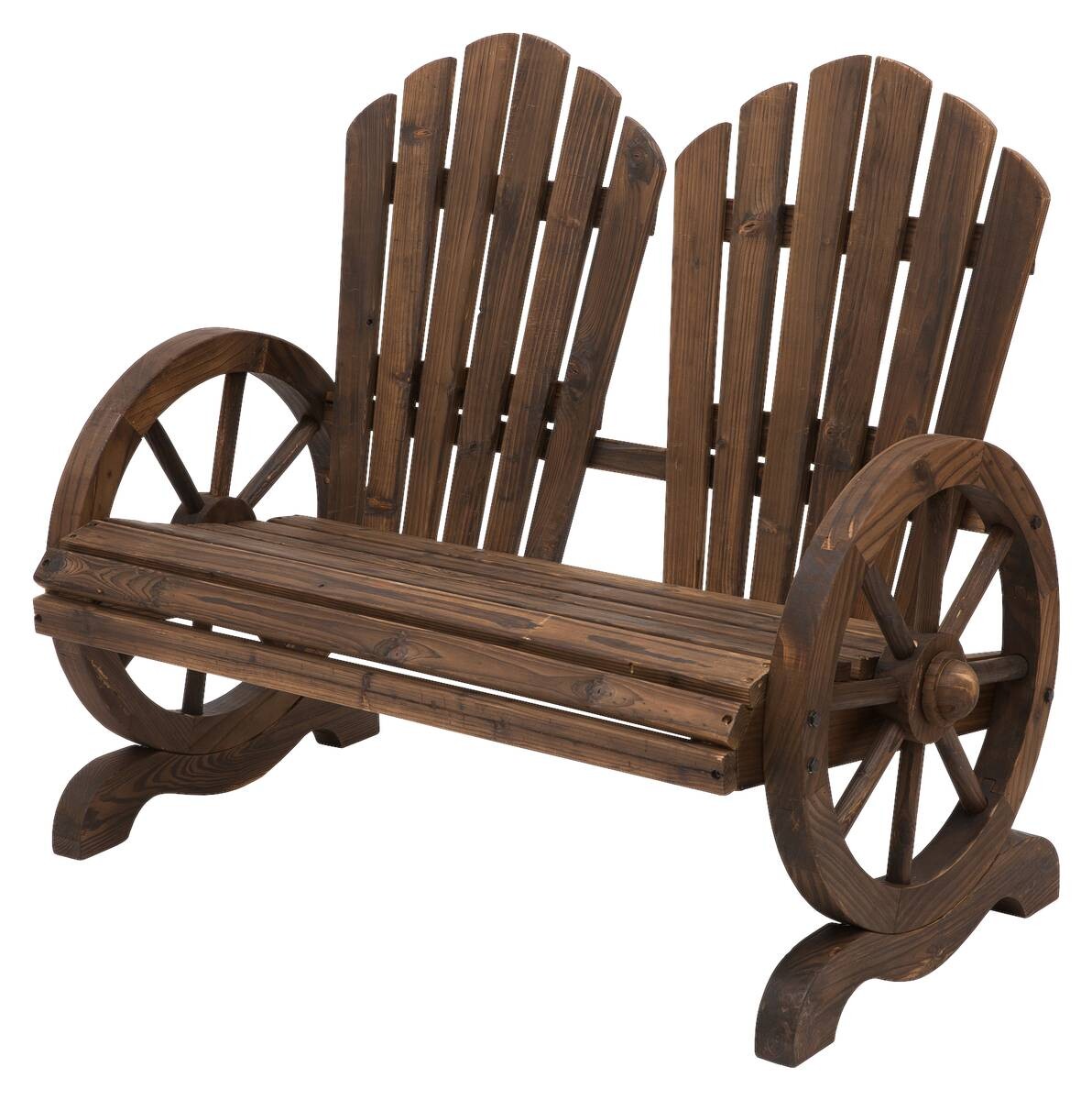 Outsunny Gartenbank dunkelbraun Holz B/H/T: ca. 108x95x66 cm