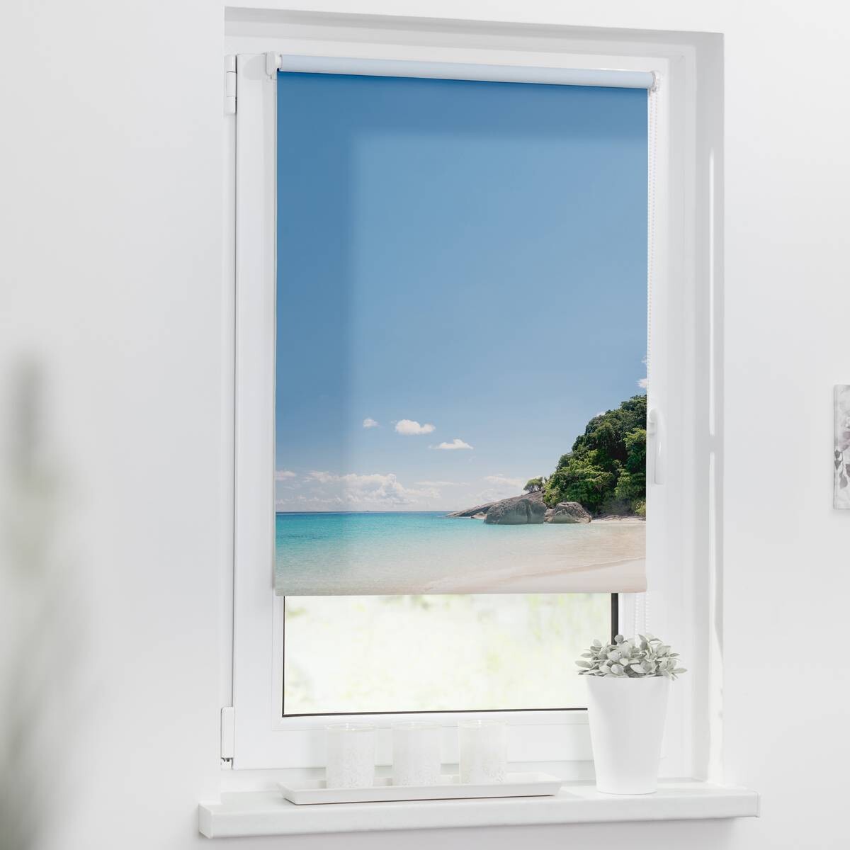 LICHTBLICK Rollo Südseeinsel blau B/L: ca. 90x150 cm