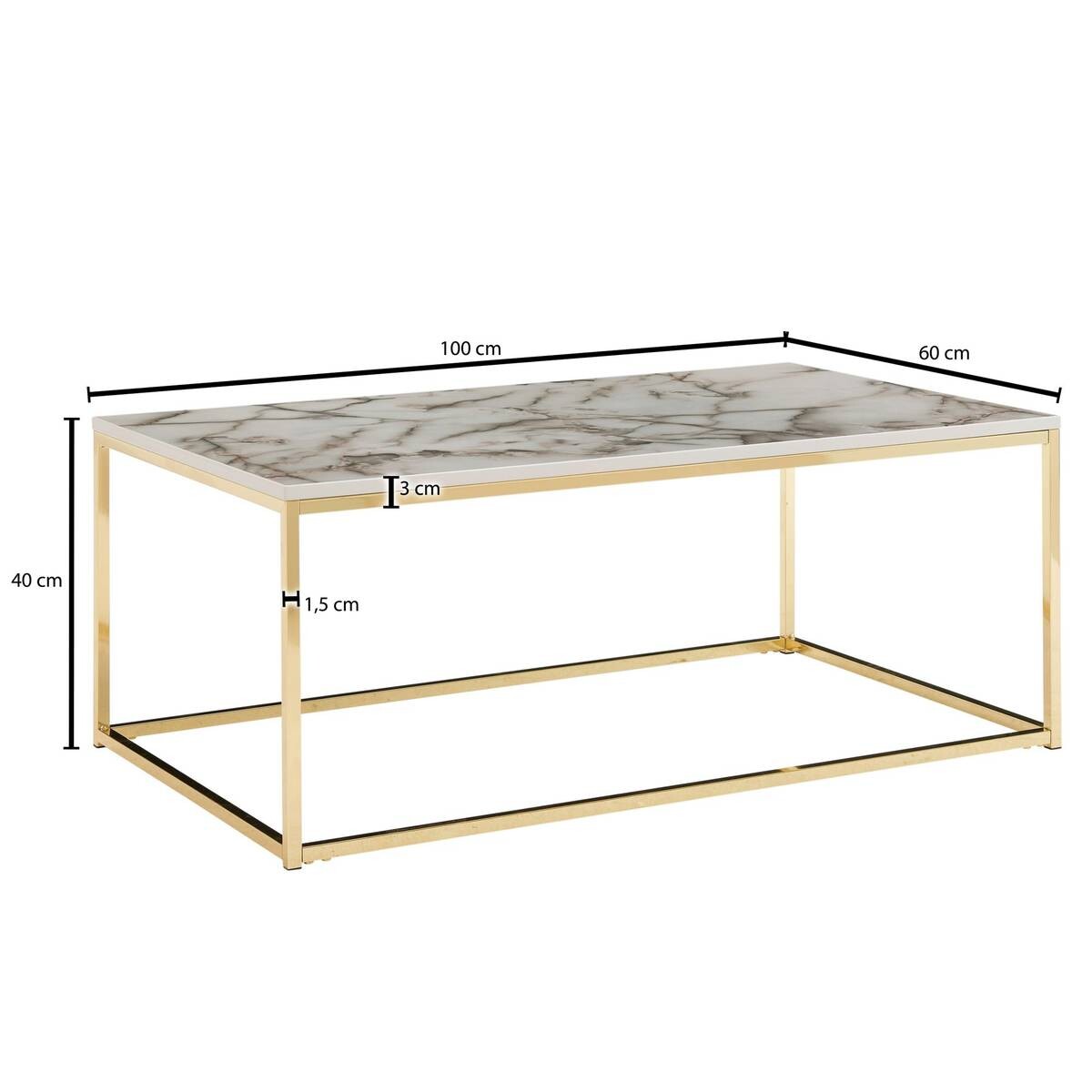 Wohnling Couchtisch weiß B/H/T: ca. 60x40x100 cm