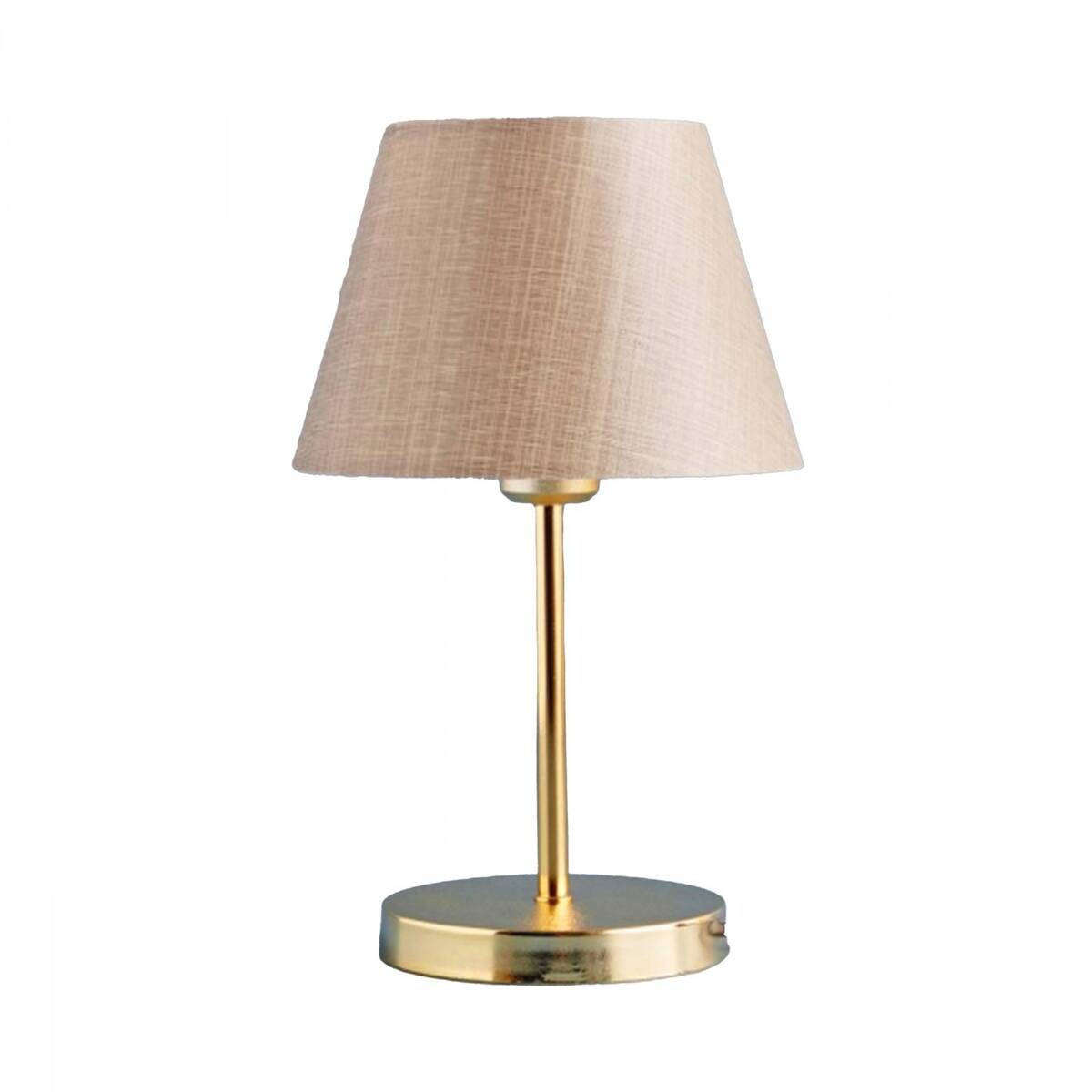 Tischleuchte gold beige Metall Stoff B/H/L/D: ca. 22x37x22x22 cm E27 1 Brennstellen
