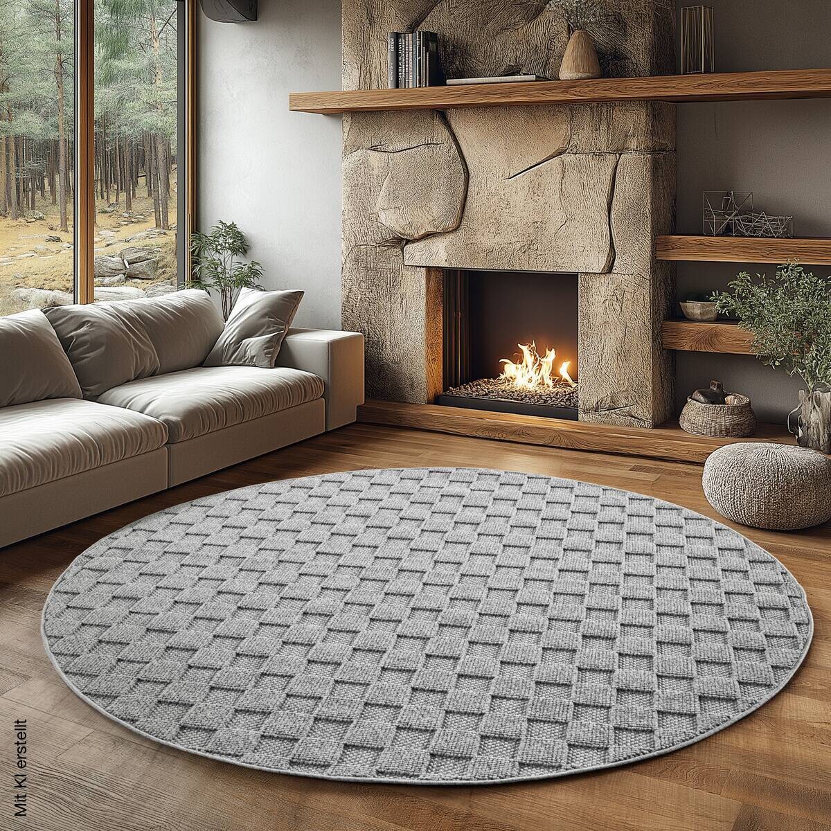 Ayyildiz Kurzflorteppich HELIX silber B/H/L: ca. 80x0,7x80 cm