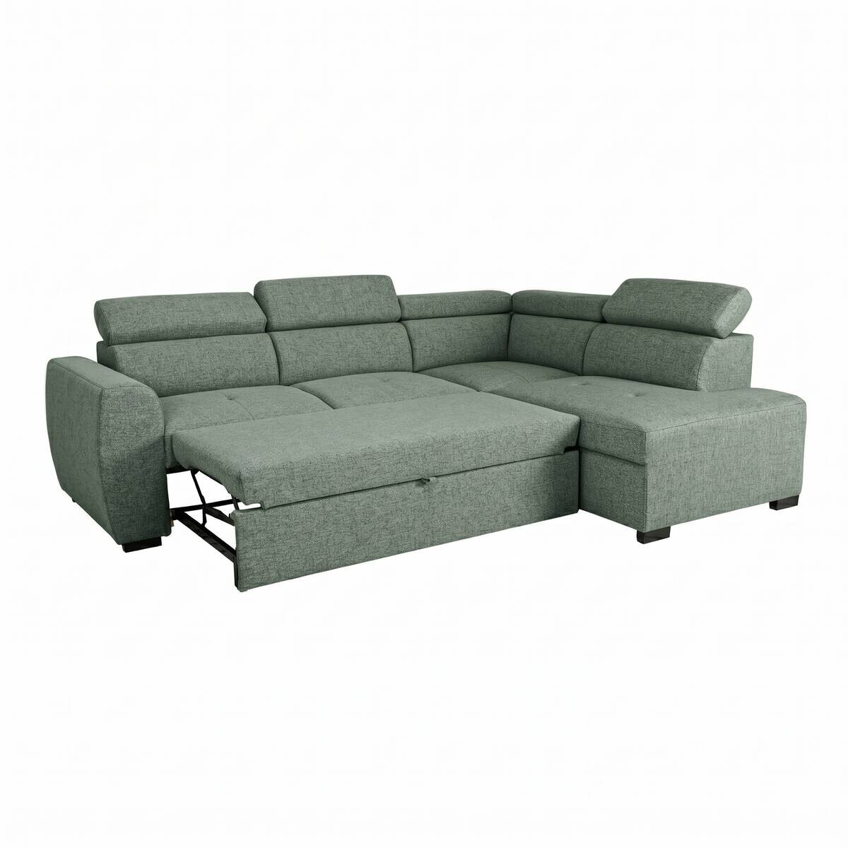 Ecksofa mit Bettfunktion und Bettkasten salbei Webstoff B/H/T: ca. 245x184x87 cm