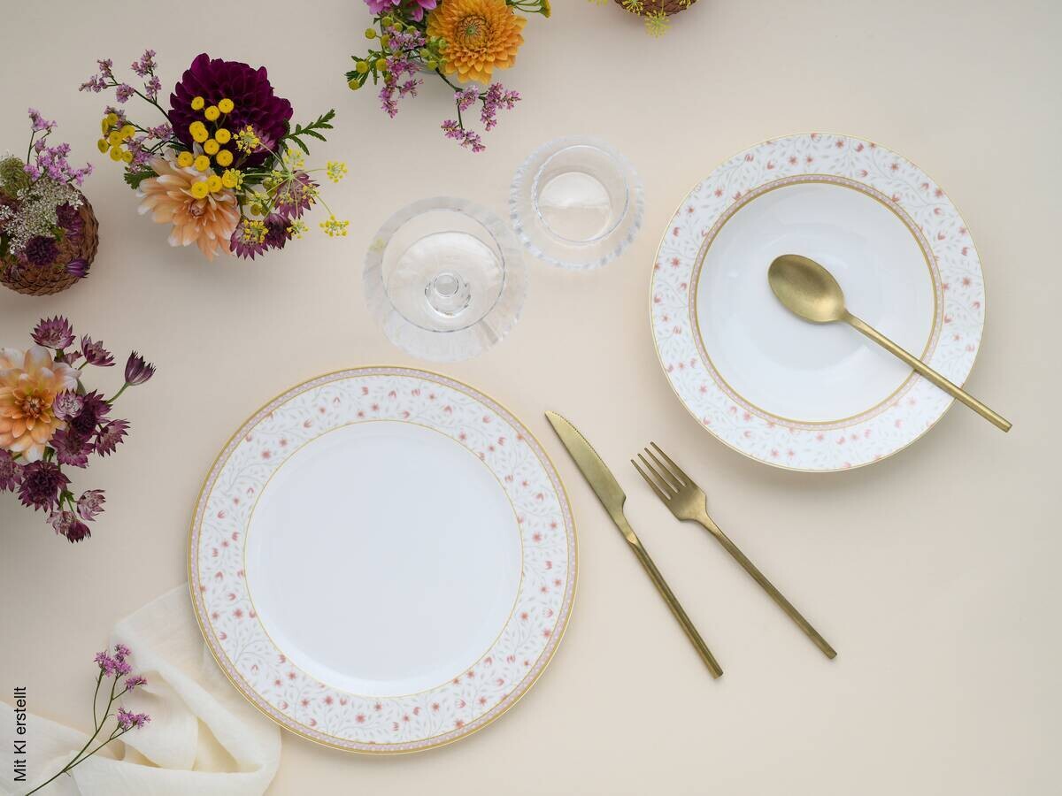 CreaTable Tafelservice Emilia weiß Porzellan 12 tlg.