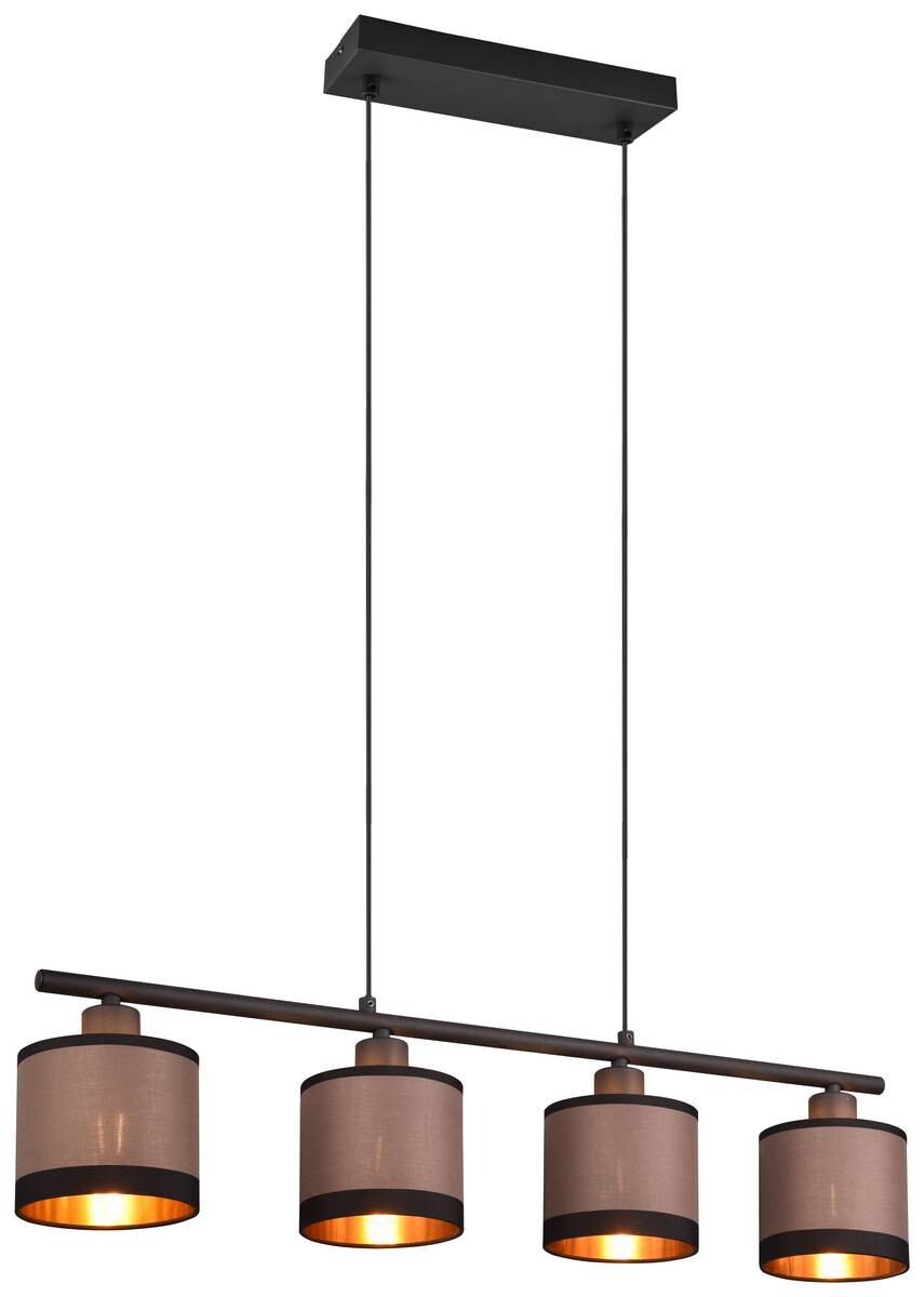 Reality Pendelleuchte R31554041 Davos schwarz taupe Stoff Metall B/H/T/D: ca. 75x150x12x12 cm E14 4 Brennstellen