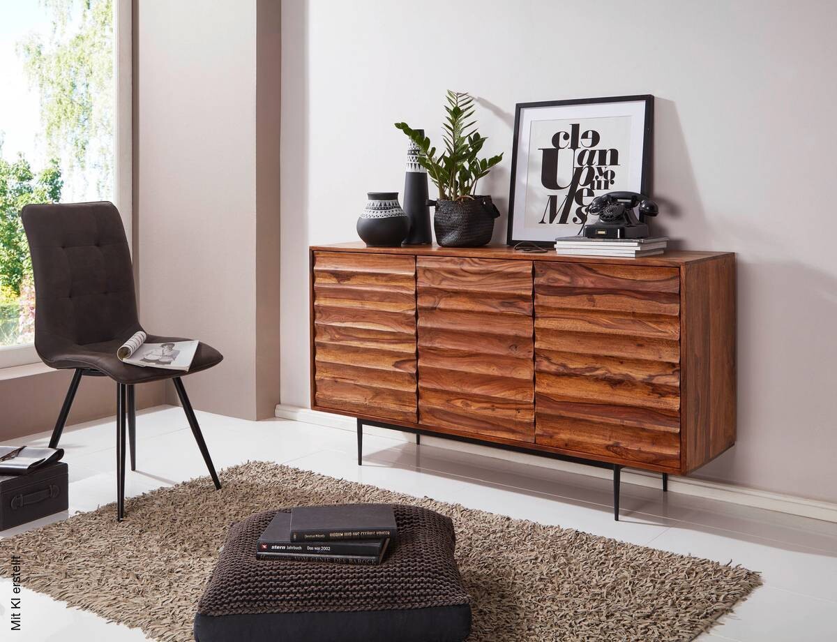Sideboard natur beschichtet schwarz lackiert B/H/T: ca. 150x81x41 cm