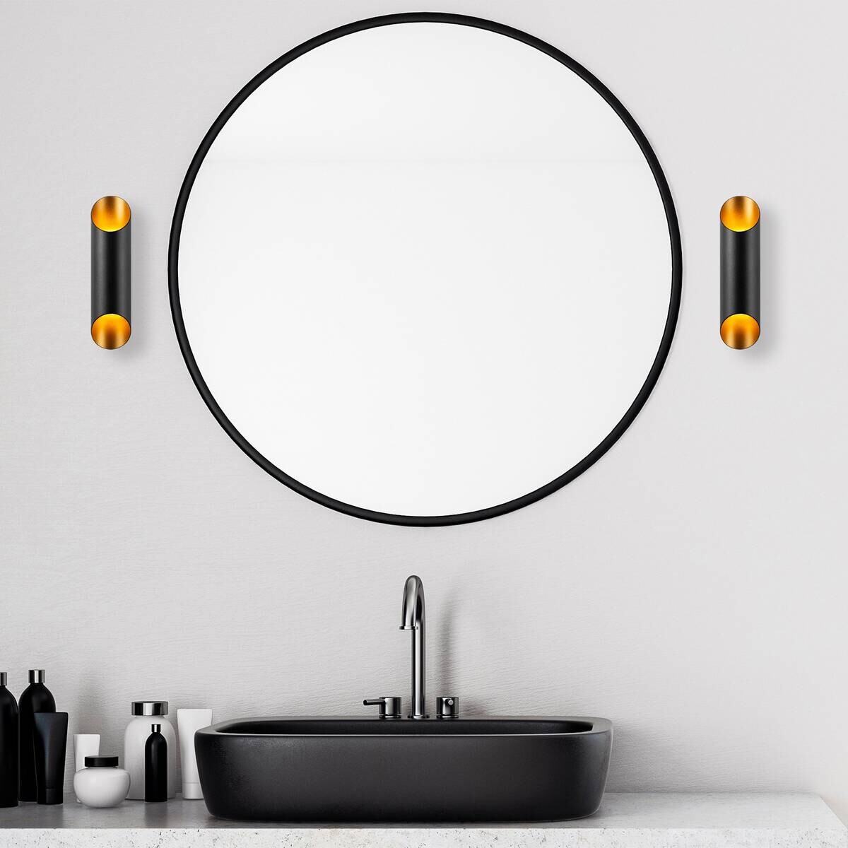 Opviq Wandleuchte Cut gold schwarz Metall B/H/T/L/D: ca. 12x30x12x8x8 cm G9 2 Brennstellen