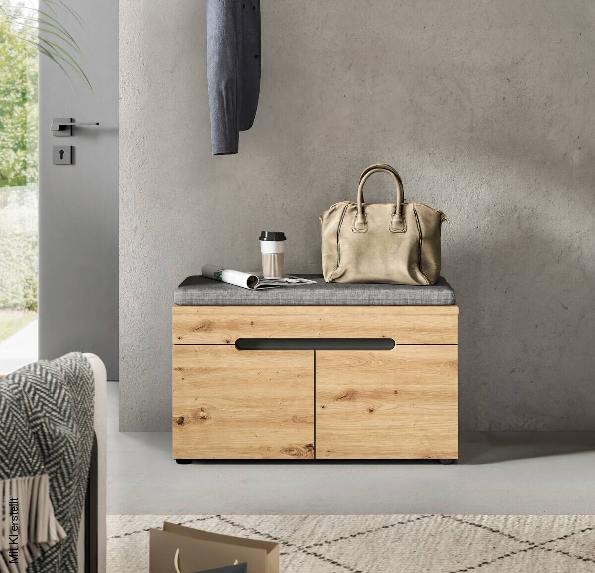 Sitzbank Canu basaltgrau Nachbildung Artisan Nachbildung B/H/T: ca. 80x45x37 cm