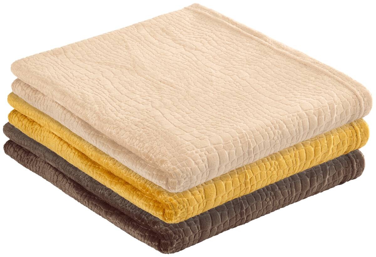 Flanelldecke Croco beige Polyester B/L: ca. 140x200 cm