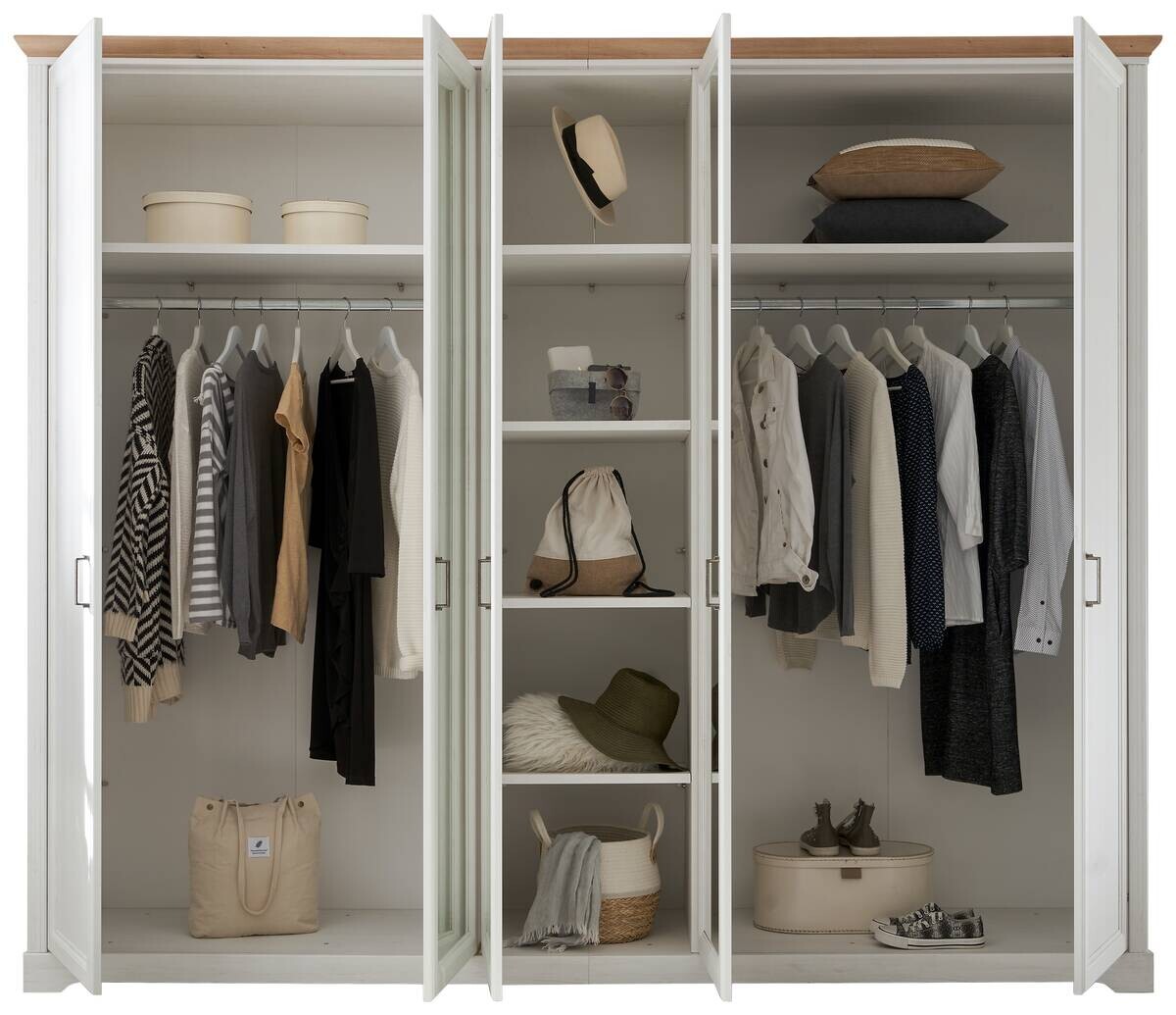 Kleiderschrank Jasmin II weiß Pinie Nachbildung B/H/T: ca. 264x220x64 cm