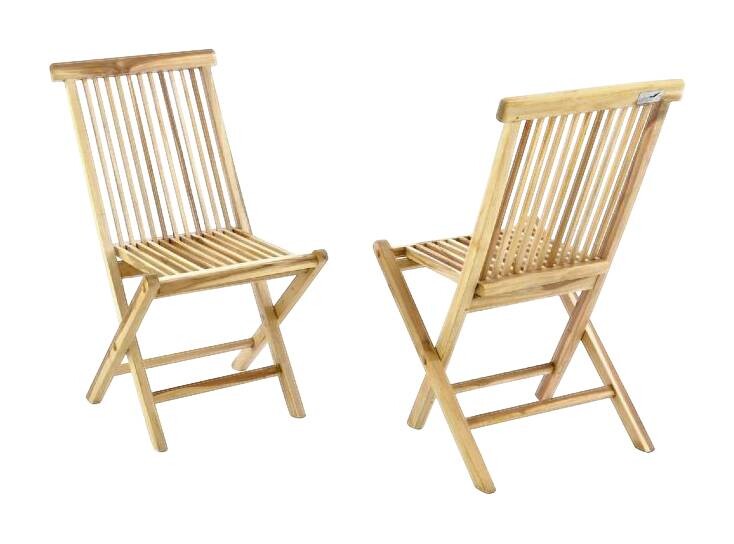 VCM Gartenstuhl 2er Set braun Teakholz B/H/T: ca. 46x89x62 cm