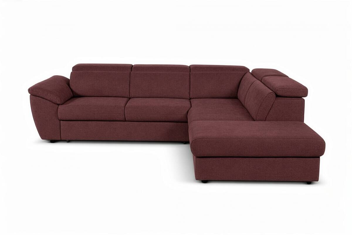 Ecksofa mit Bettfunktion und Bettkasten rostrot Flachgewebe B/H/T: ca. 280x108x235 cm