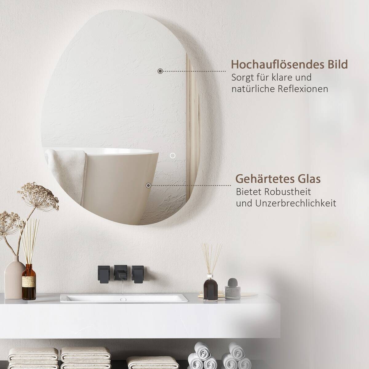 HOMCOM LED-Bad-Spiegel silber B/H/L: ca. 50x5x70 cm