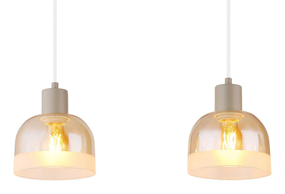 GLOBO Pendelleuchte sand amber Glas Metall B/H/L: ca. 15x120x105 cm E27 4 Brennstellen
