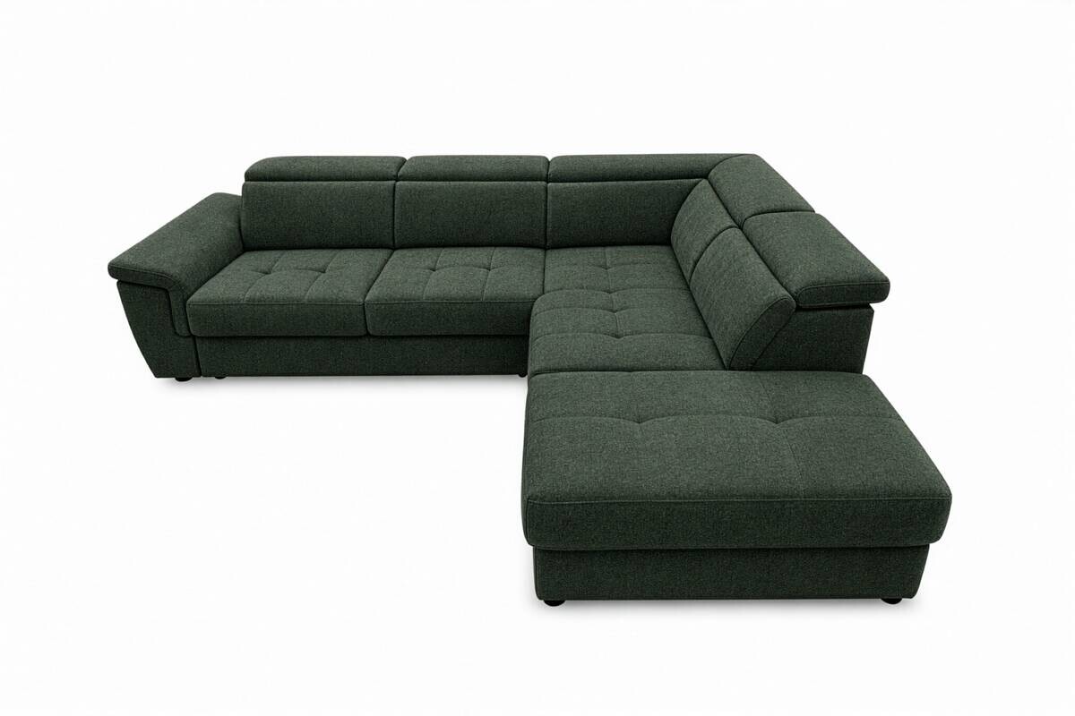 Ecksofa mit Bettfunktion und Bettkasten dunkelgrün Flachgewebe B/H/T: ca. 267x75x238 cm