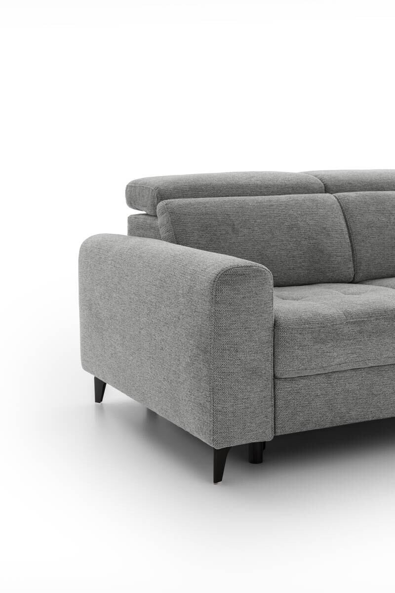 Ecksofa mit Bettfunktion grau Flachgewebe B/H/T: ca. 258x96x221 cm