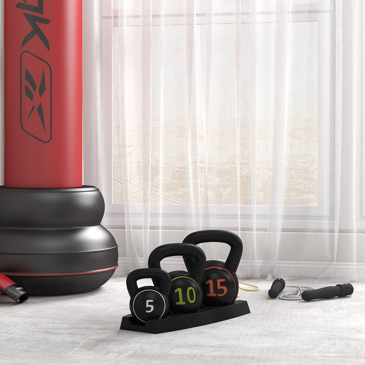 SPORTNOW Kettlebell schwarz Kunststoff B/H/L: ca. 18x24x18 cm