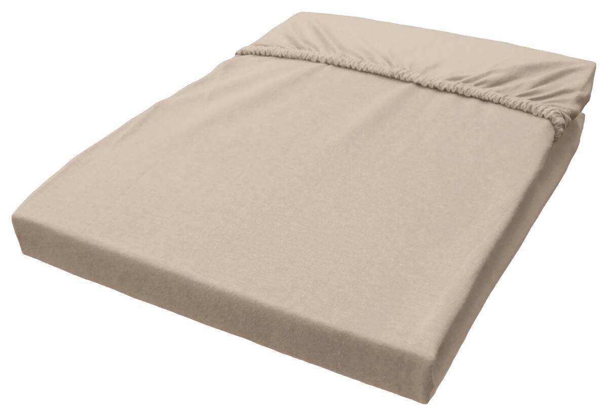 Boxspring Spannbetttuch taupe Baumwolle B/H/L: ca. 180x40x200 cm