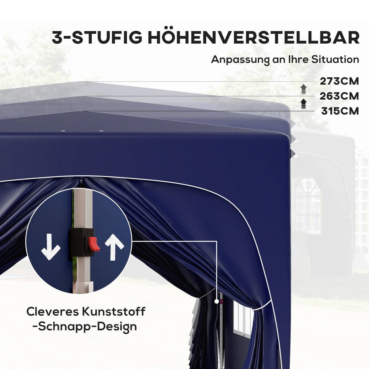 Outsunny Pavillon blau Polyester B/H/L: ca. 300x273x300 cm