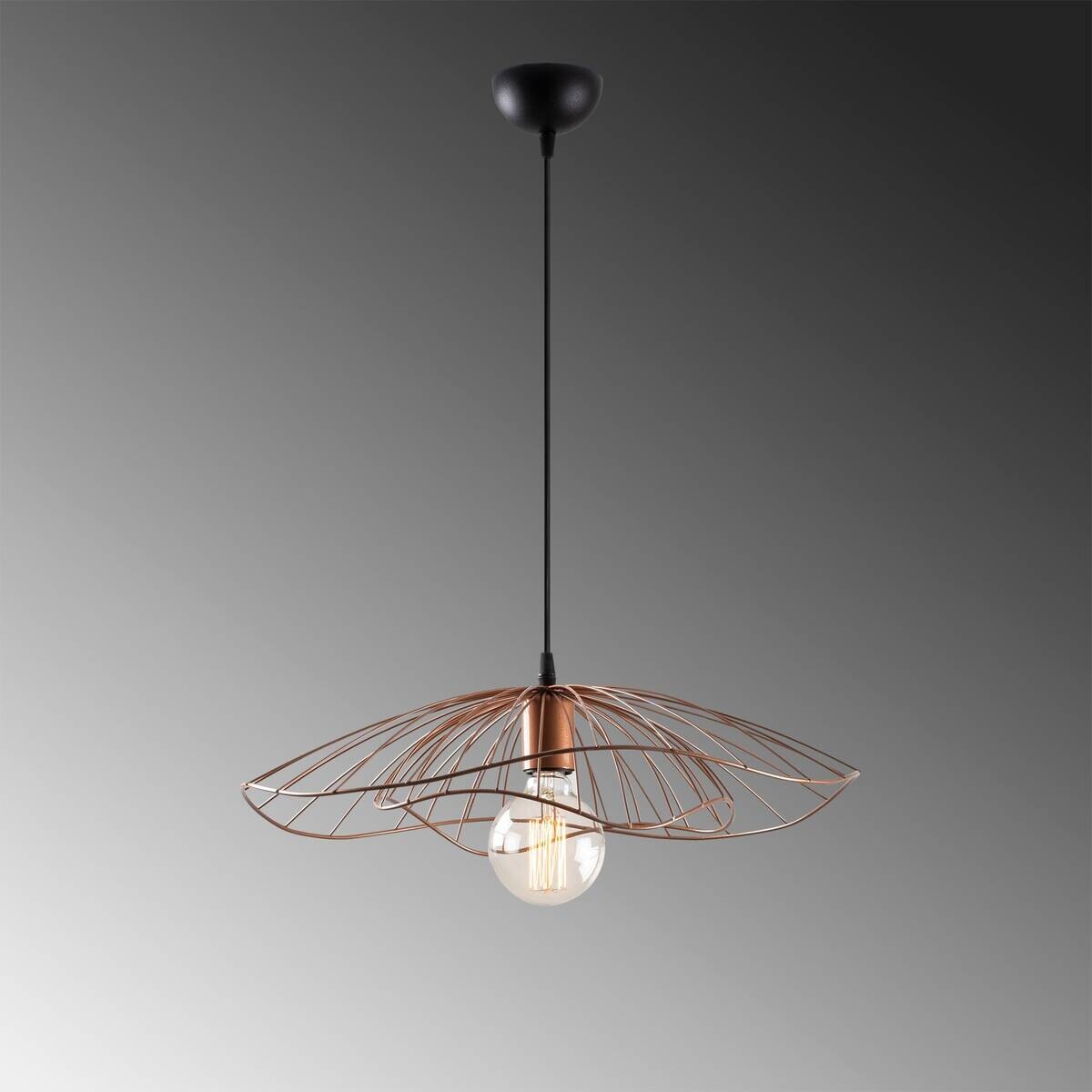 Opviq Pendelleuchte Tel Kupfer Metall B/H/T/L/D: ca. 50x111x50x50x50 cm E27 1 Brennstellen