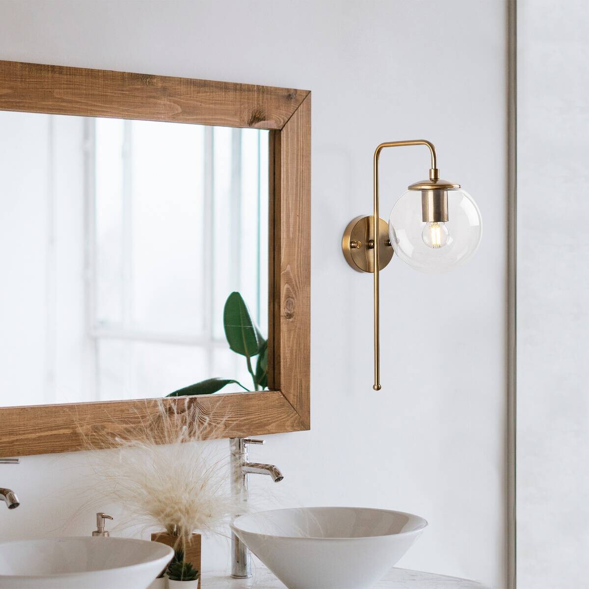 Opviq Wandleuchte Viran bronze Metall Glas B/H/T/L/D: ca. 28x43x28x15x15 cm E14 1 Brennstellen