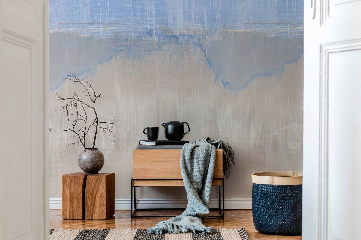 Livingwalls Fototapete Farbverlauf grau blau B/L: ca. 280x212 cm