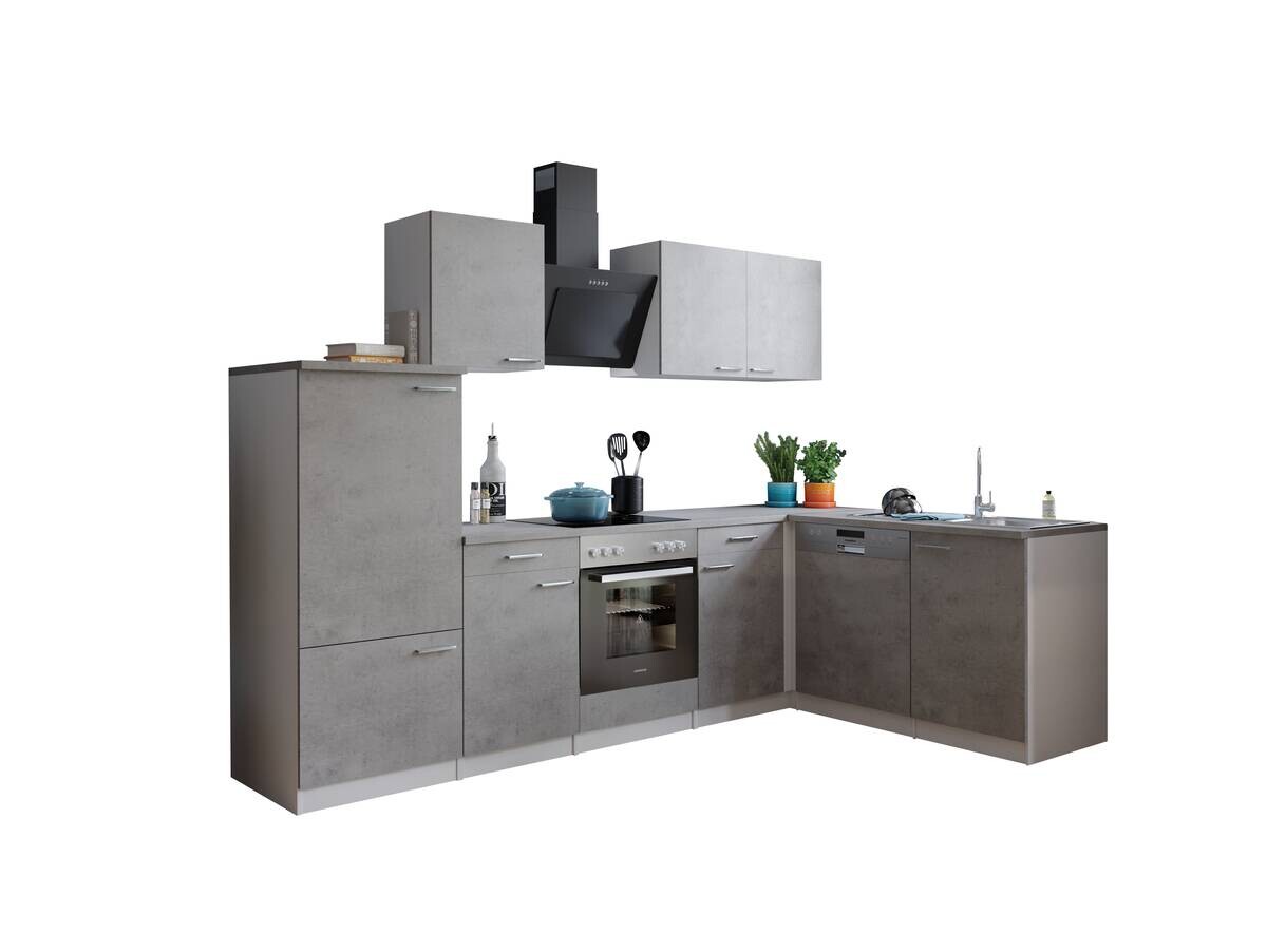 Respekta Winkelküche Malia Beton Optik B/H/T: ca. 280x200x172 cm