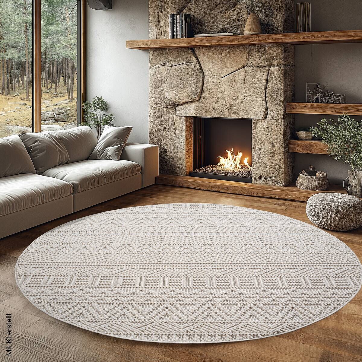 Ayyildiz Kurzflorteppich HELIX creme B/H/L: ca. 120x0,7x120 cm