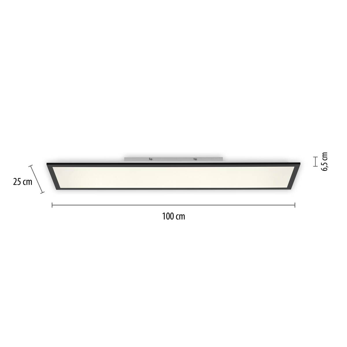 Just Light LED-Deckenleuchte Flat schwarz B/H/L: ca. 25x6,5x100 cm