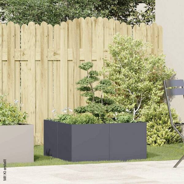 vidaXL Pflanzkübel anthrazit Stahl B/H/L: ca. 80x40x80 cm