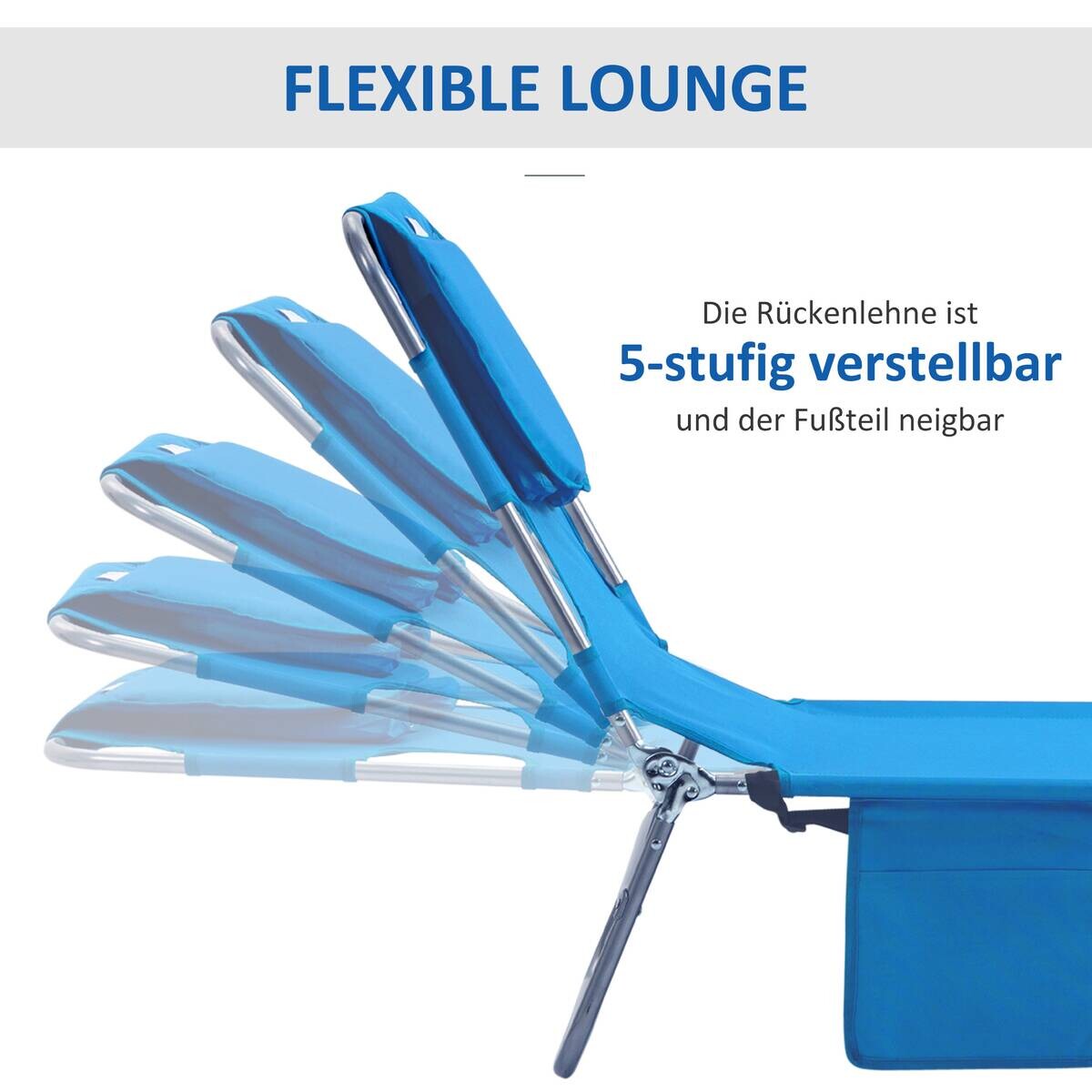 Outsunny Sonnenliege blau Polyester B/H/L: ca. 55x29x185 cm