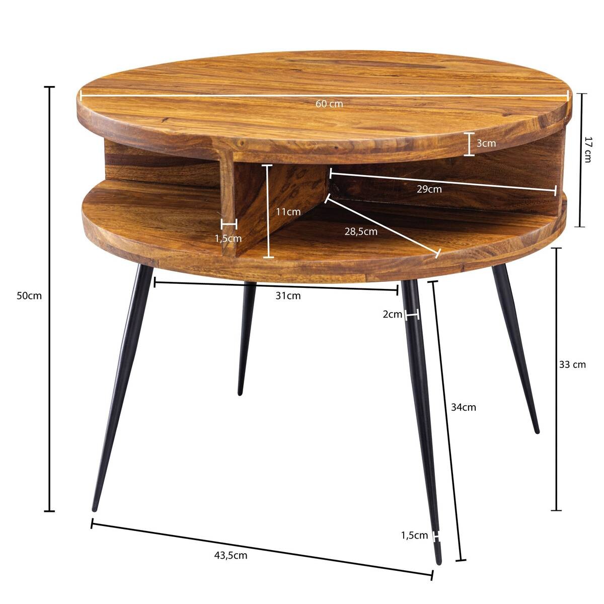 Couchtisch natur schwarz pulverbeschichtet
