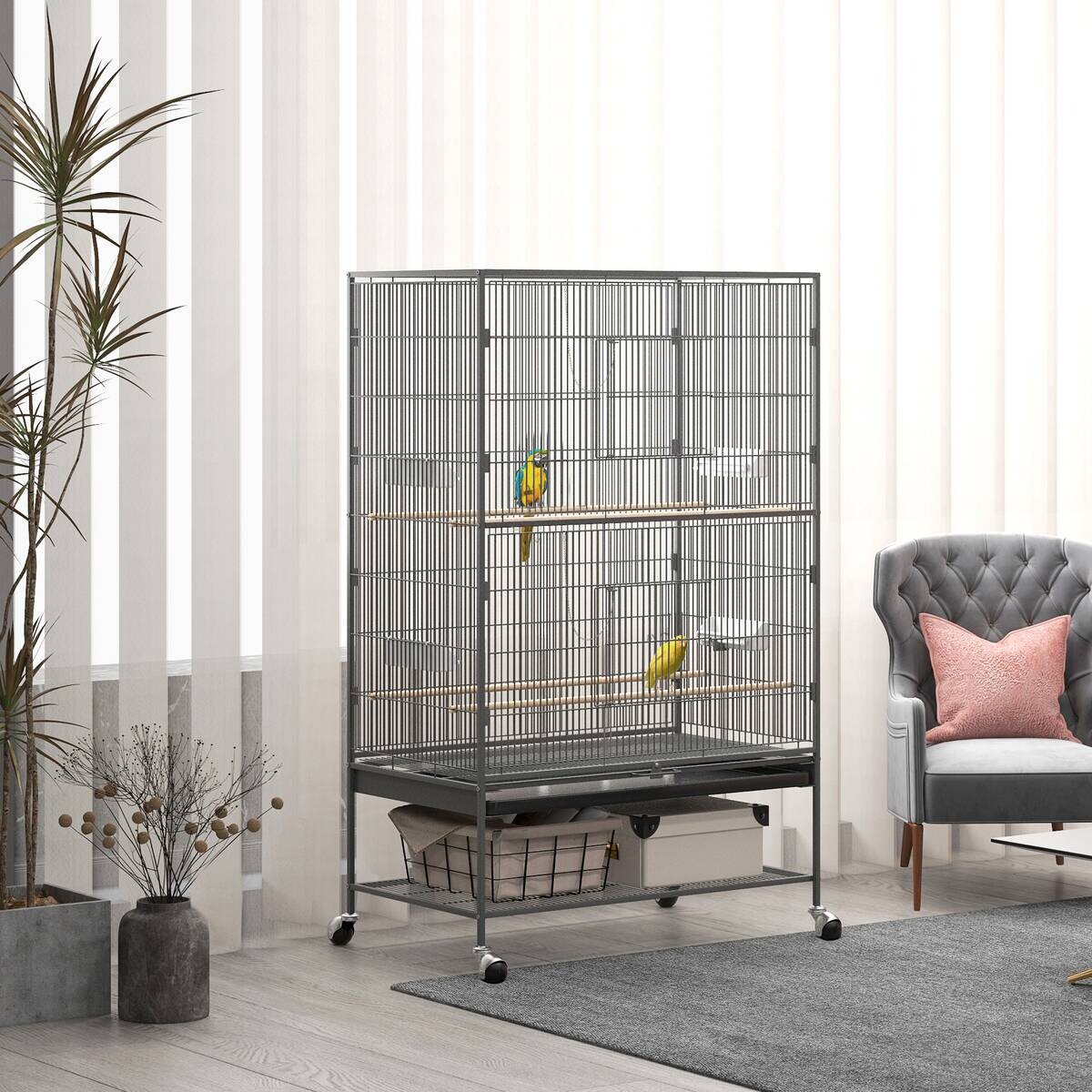 PawHut Tier-Zubehör grau Kunststoff B/H/L: ca. 57x94x153 cm