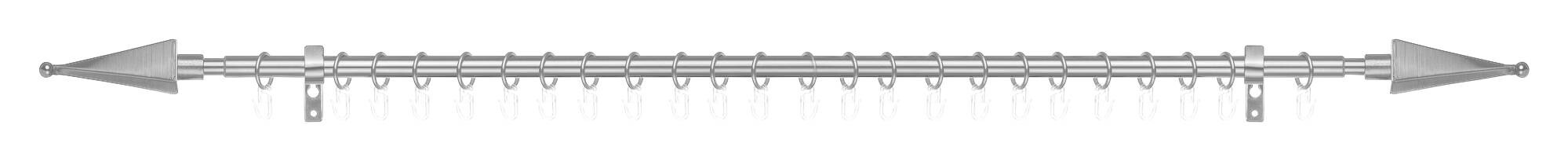 LICHTBLICK Gardinenstange Pyramide Edelstahloptik Metall D: ca. 1,6 cm ausziehbar von ca. 130 bis 240 cm 1.0 Läufe