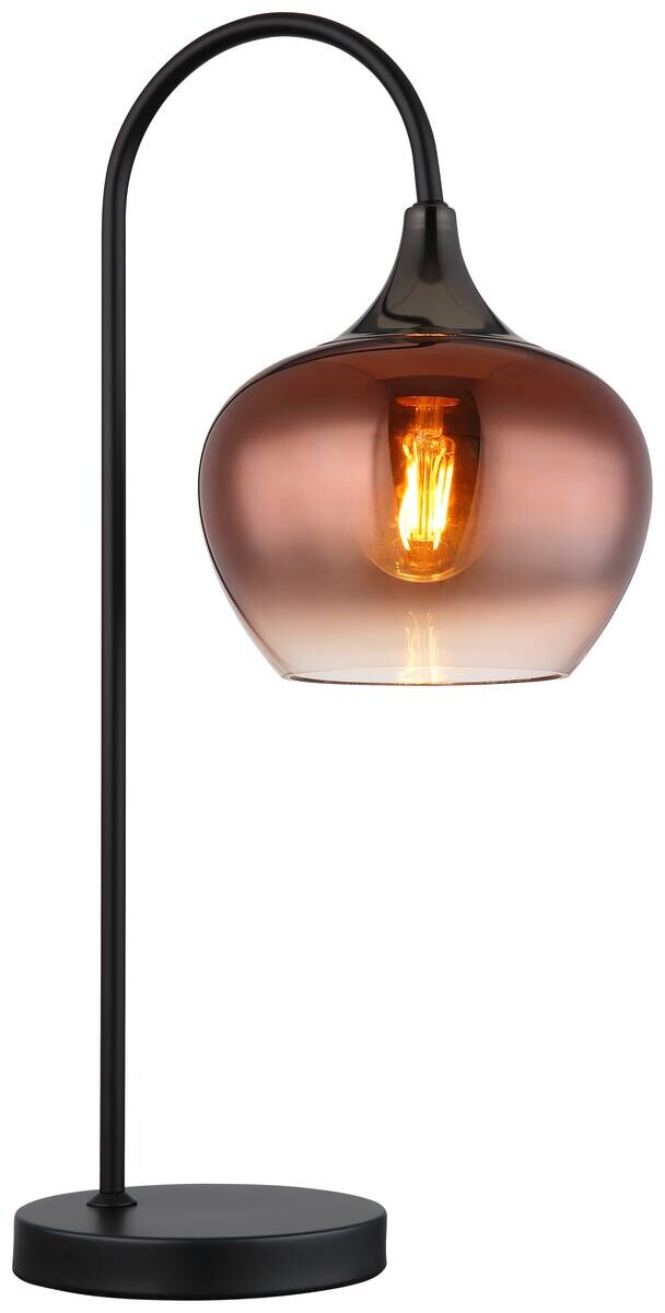 GLOBO Tischleuchte Chromix Anthrazit Kupfer mattschwarz Glas Metall B/H/T/L: ca. 16x54x27,5x27,5 cm E27 1 Brennstellen