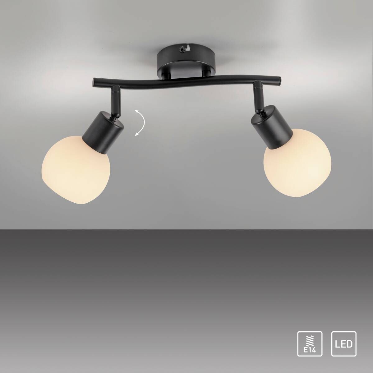 Just Light Spot 2flg. Loki schwarz B/H/L: ca. 25x20x43 cm E14 2 Brennstellen