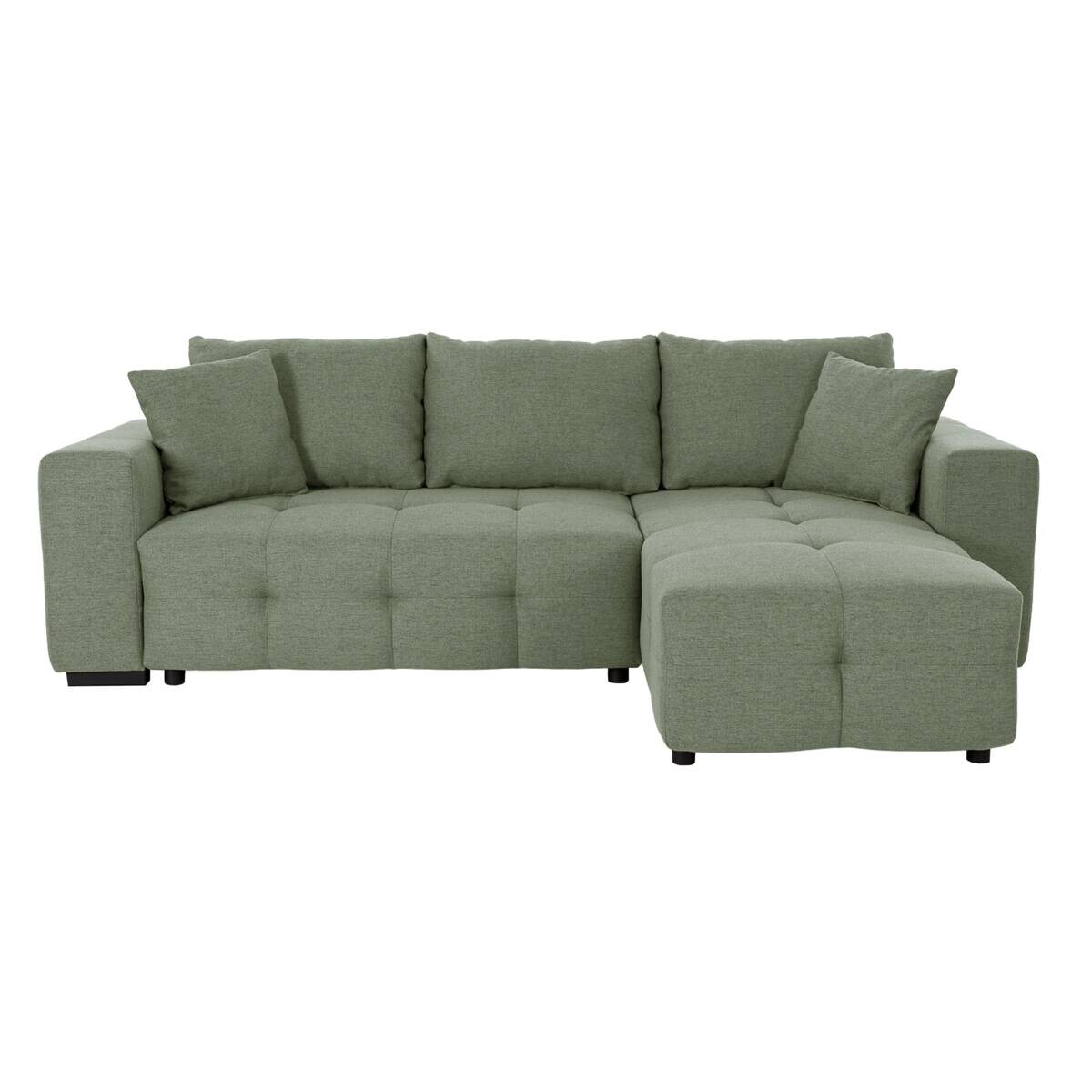 Ecksofa mit Bettfunktion und Bettkasten salbei Webstoff B/H/T: ca. 247x83x162 cm