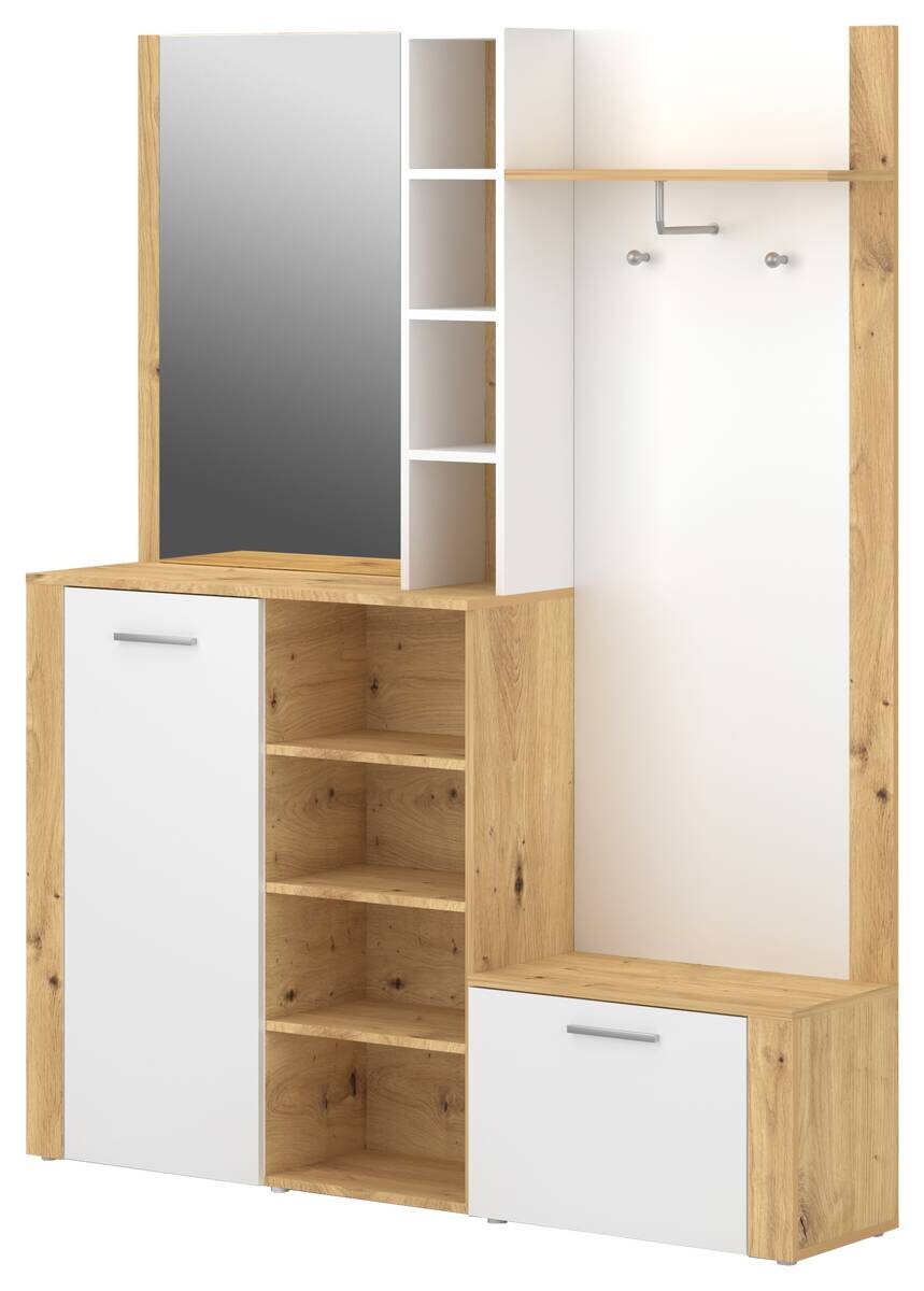 Garderobe BARRY Eiche Artisan Nachbildung weiß matt B/H/T: ca. 150x190x32 cm