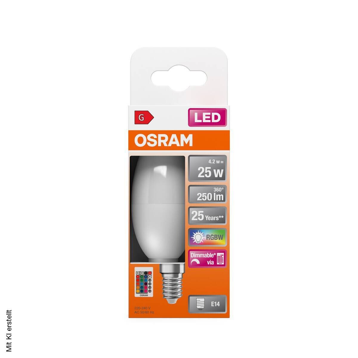 OSRAM LED-Leuchtmittel Kerze RGBW mit Fernbedienung AC45046 E14