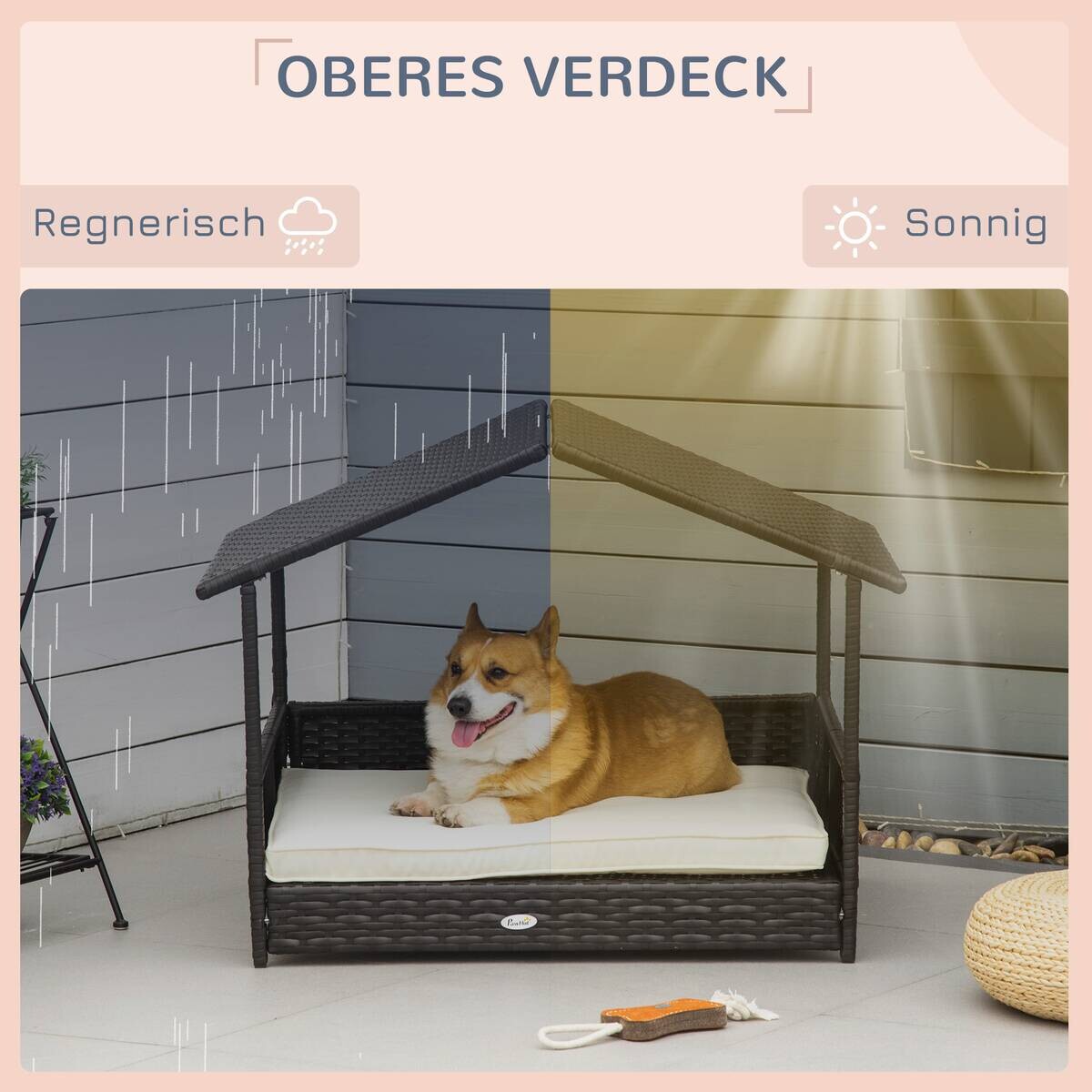 PawHut Hunde-Zubehör braun Polyester B/H/L: ca. 98x69x70 cm