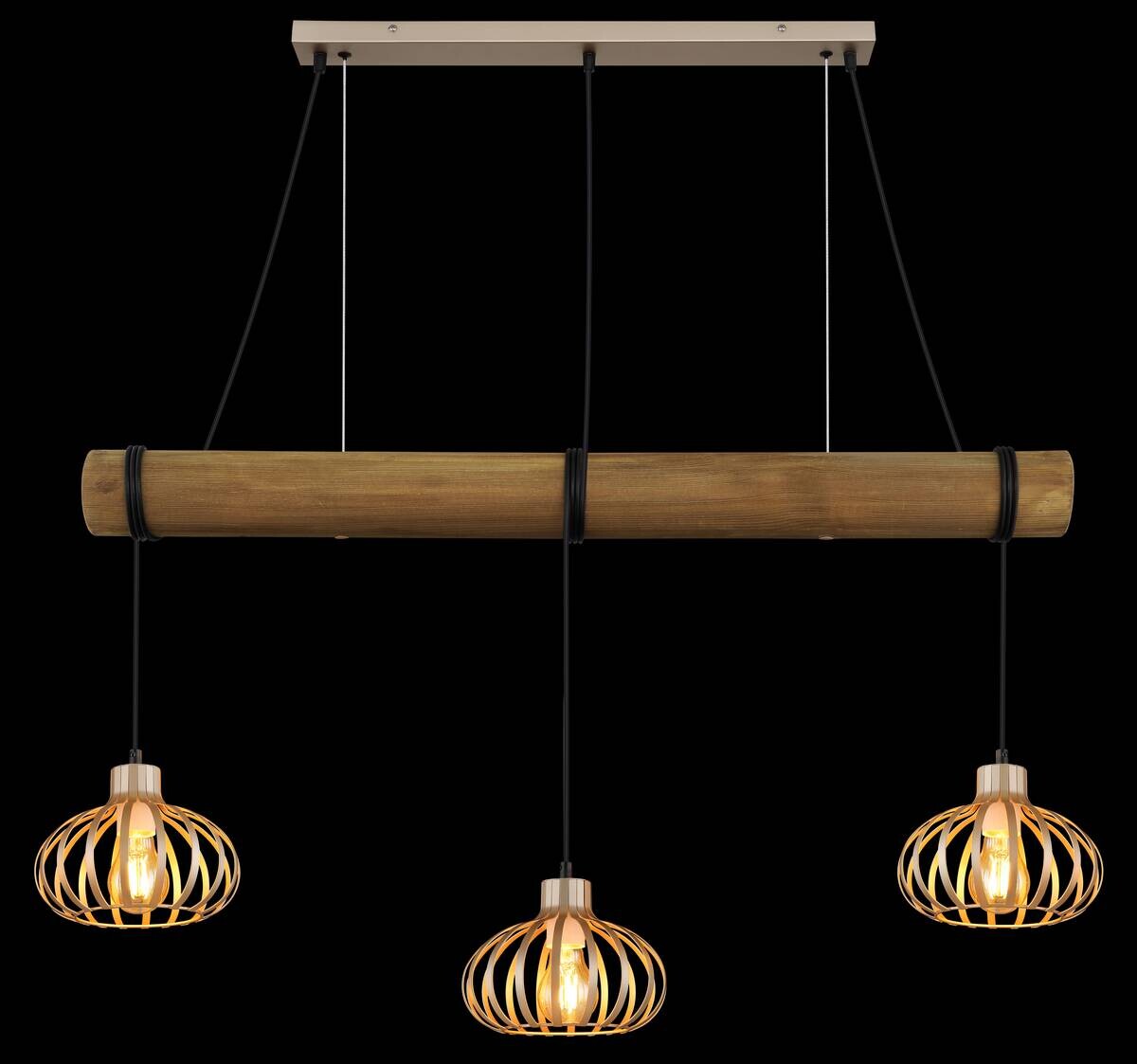 GLOBO Pendelleuchte CALDWELL Cappuccino Metall B/H/T: ca. 2x150x1 cm E27 3 Brennstellen