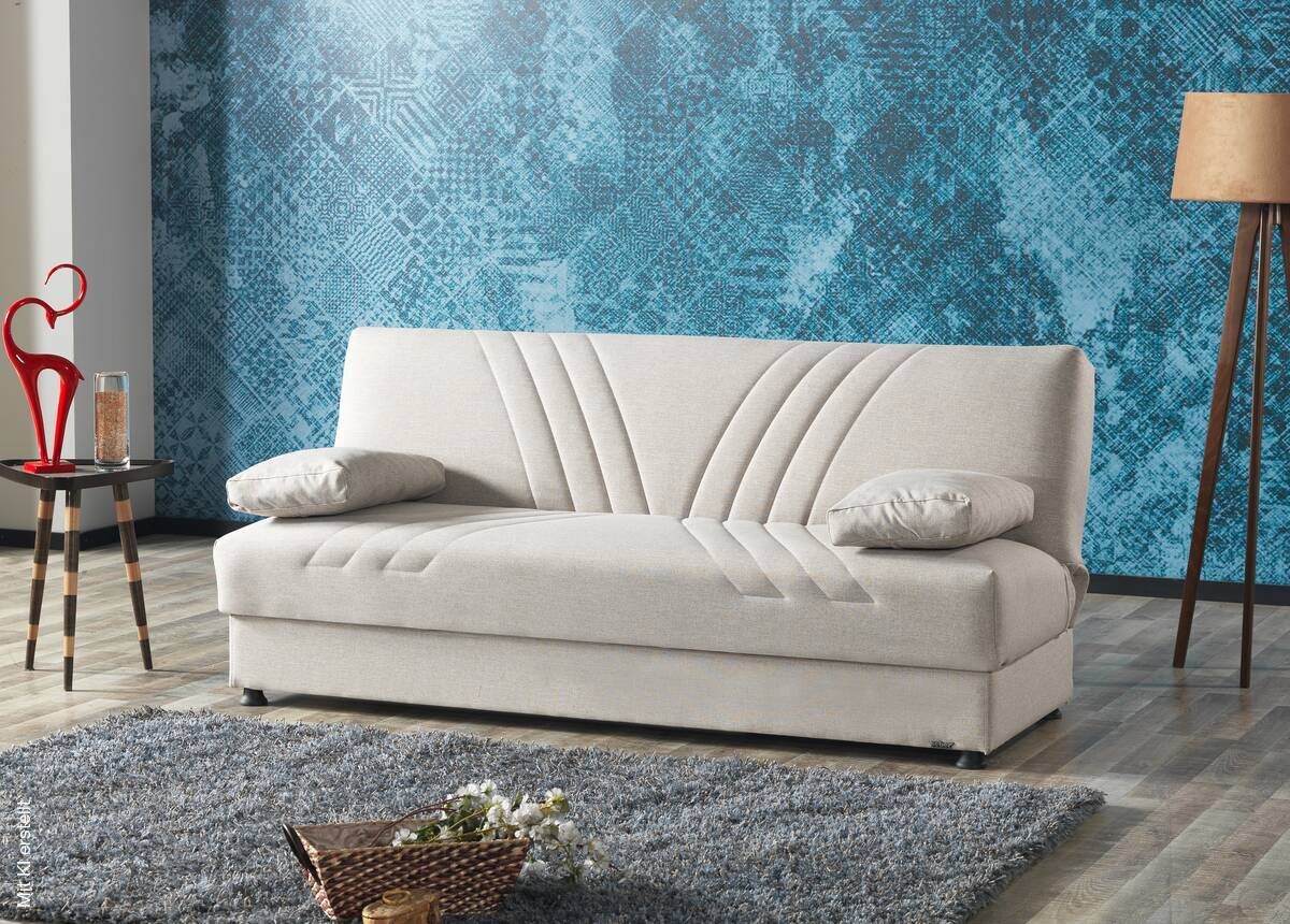 Schlafsofa Kemer beige Microfaser B/H/T: ca. 196x89x84 cm