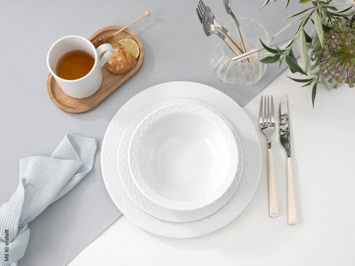 CreaTable Kombiservice Polo weiß Porzellan 16 tlg.