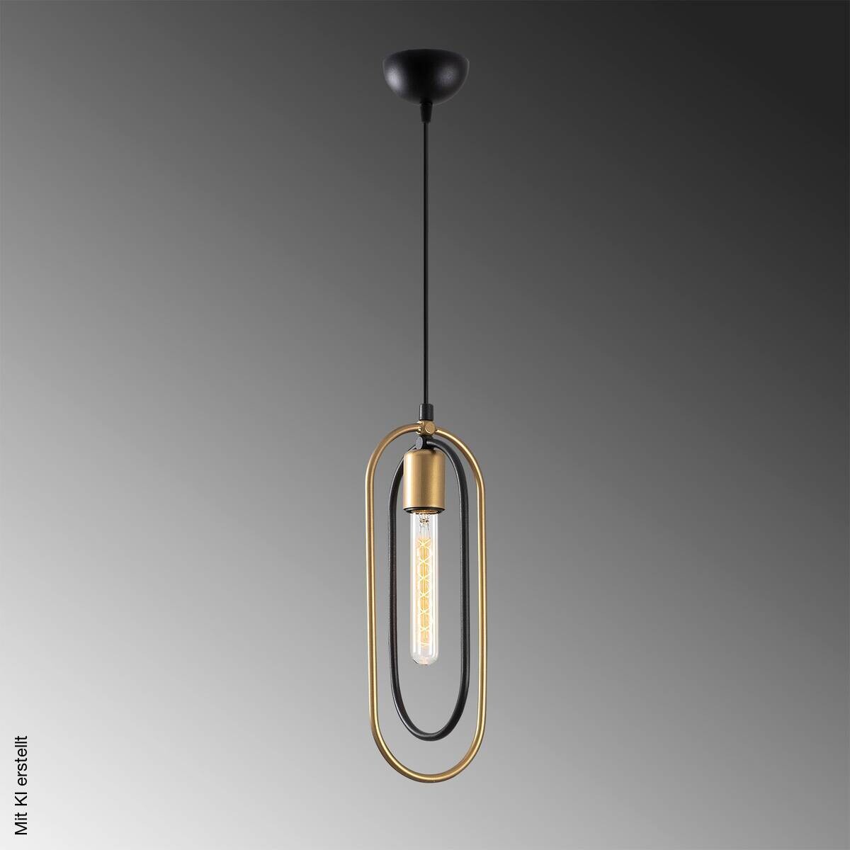 Opviq Pendelleuchte Cerco schwarz gold Metall B/H/L: ca. 14x132x32 cm E27 1 Brennstellen
